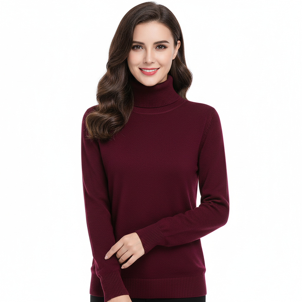 Léa Women’s Cashmere Turtleneck Sweater – Soft Elegant Slim Fit Knit Pullover