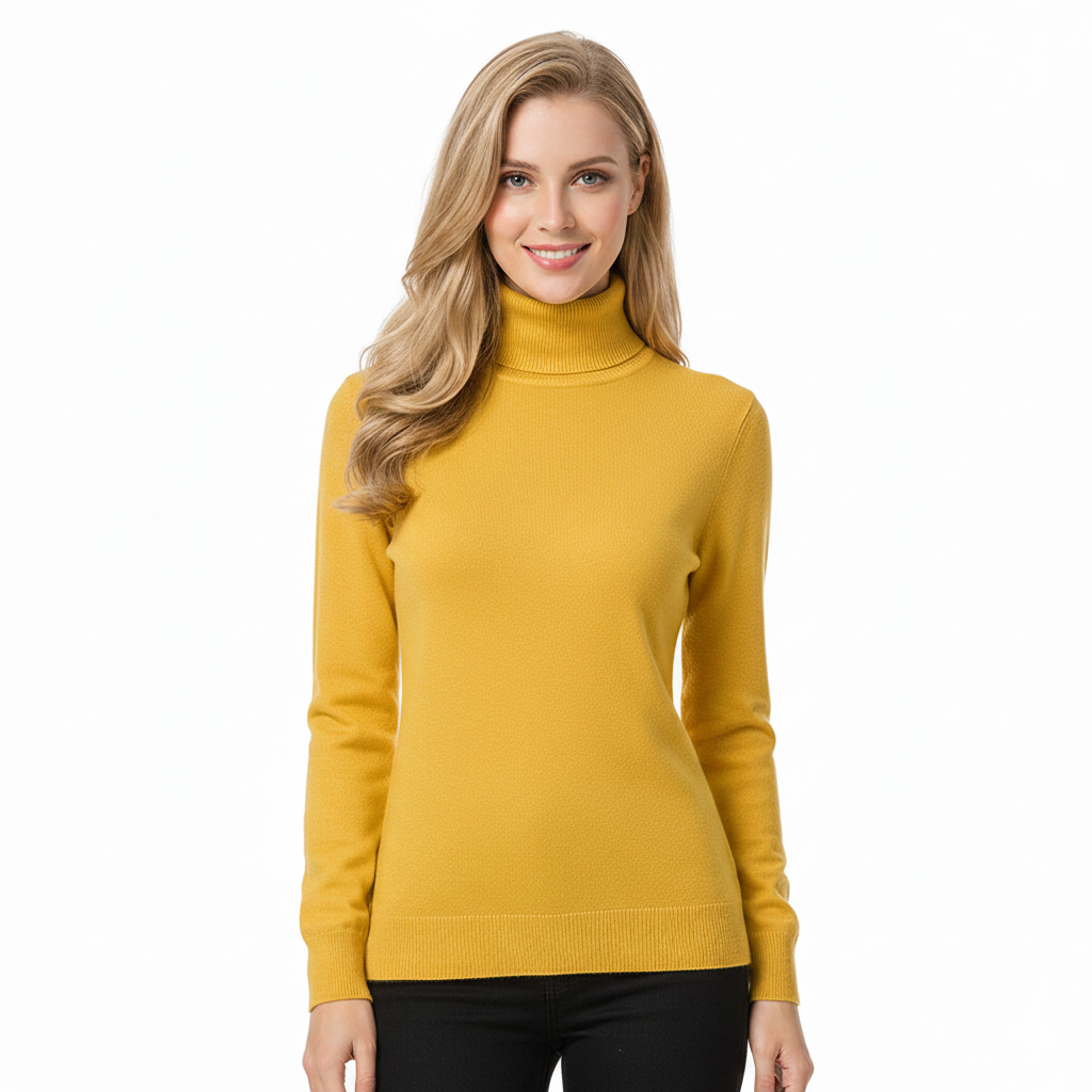 Léa Women’s Cashmere Turtleneck Sweater – Soft Elegant Slim Fit Knit Pullover