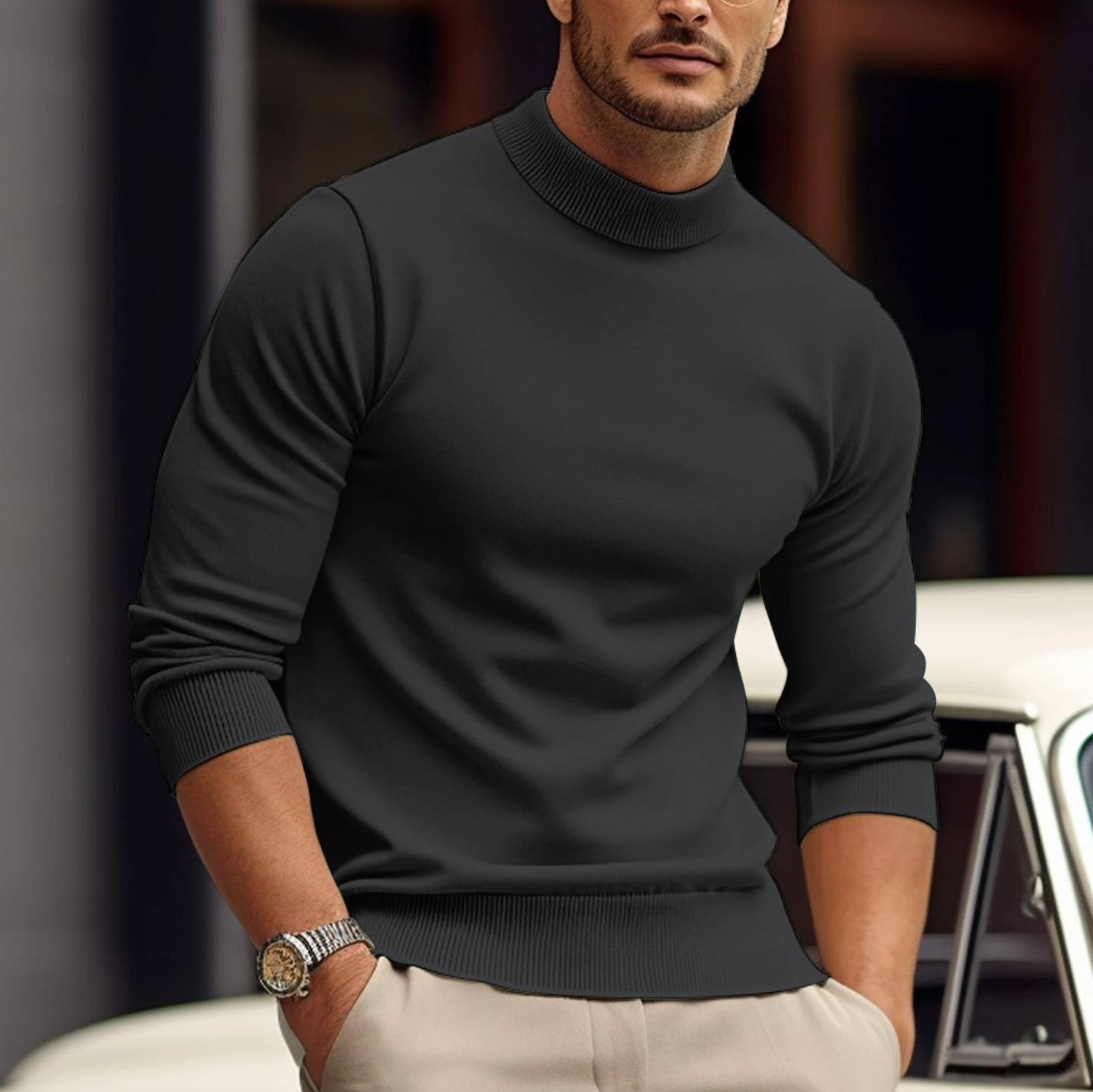 Leonardo Men’s Turtleneck Sweater – Slim Fit Knit Jumper in Soft Breathable Fabric