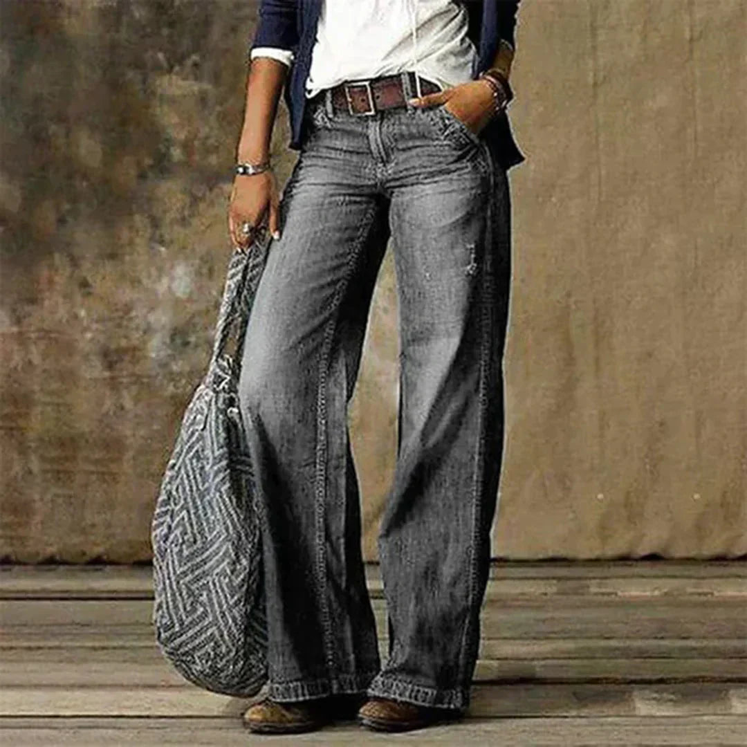 Emie Women’s Low Waist Jeans – Vintage Stretch Denim Trousers with Slim Fit