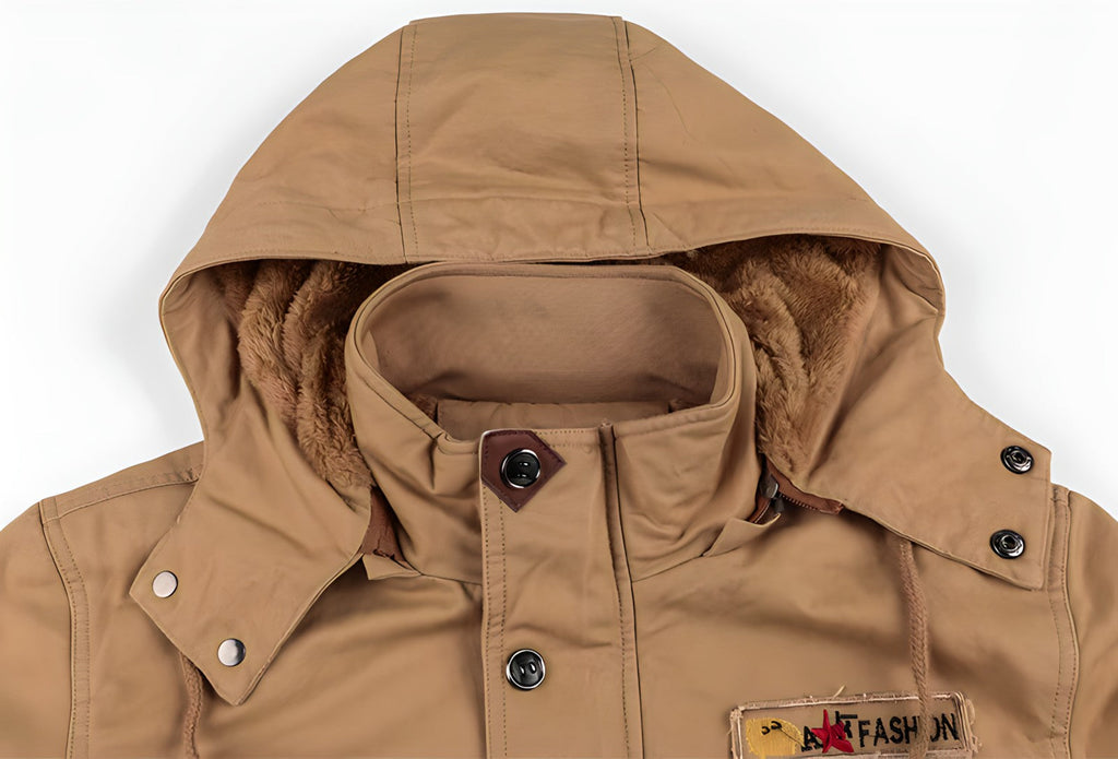Logan Men’s Military Jacket – Waterproof Fleece-Lined Coat with Adjustable Fit