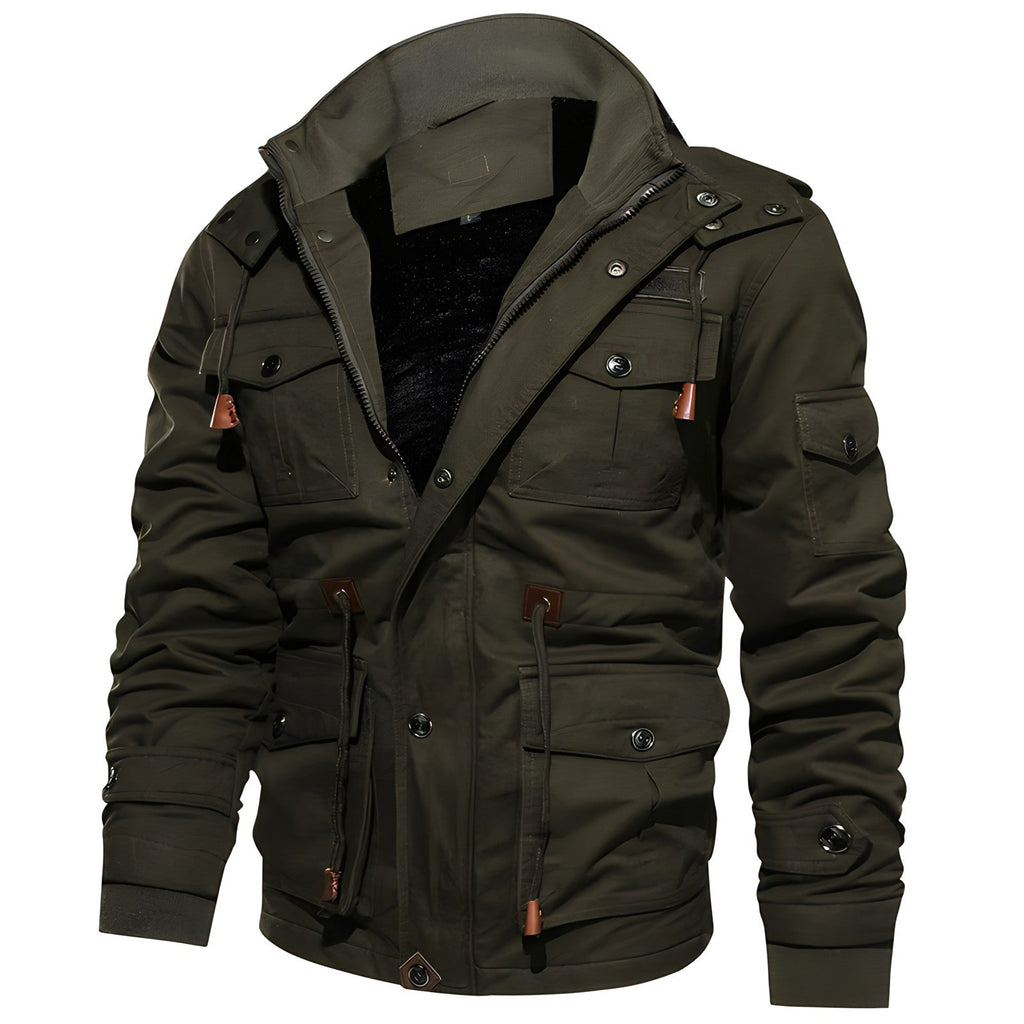 Logan Men’s Military Jacket – Waterproof Fleece-Lined Coat with Adjustable Fit