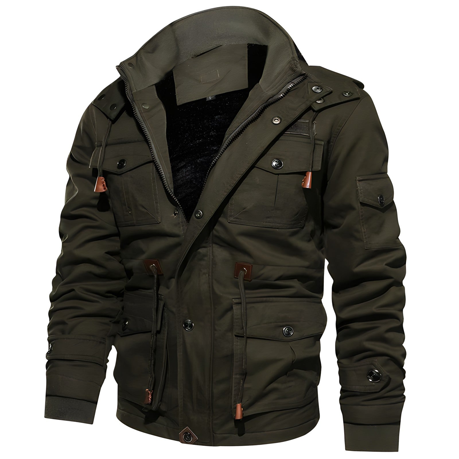 Logan Men’s Military Jacket – Waterproof Fleece-Lined Coat with Adjustable Fit