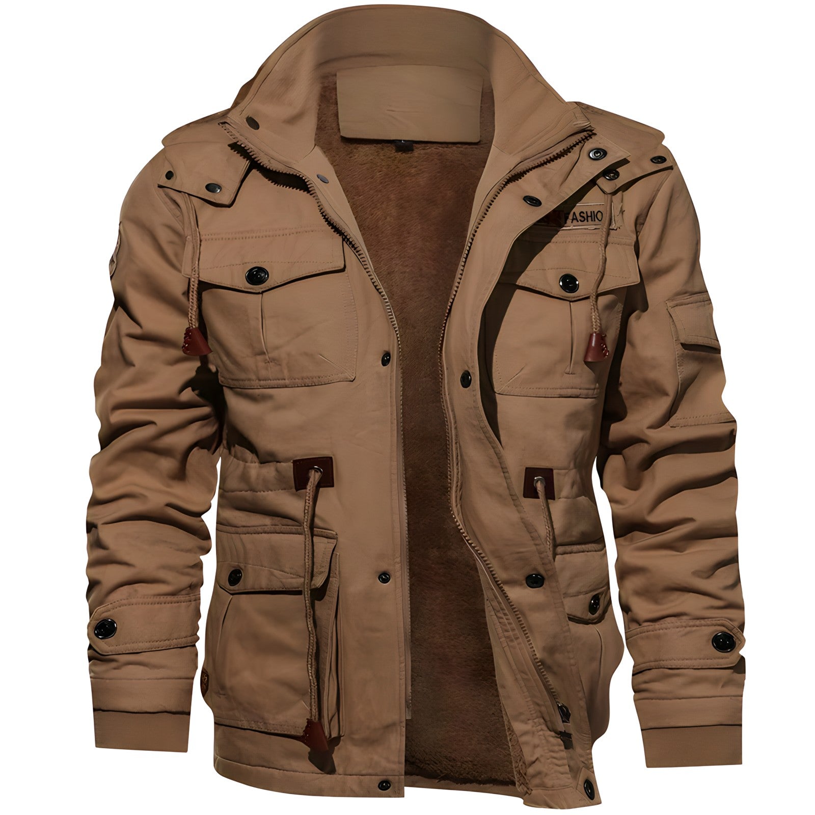 Logan Men’s Military Jacket – Waterproof Fleece-Lined Coat with Adjustable Fit