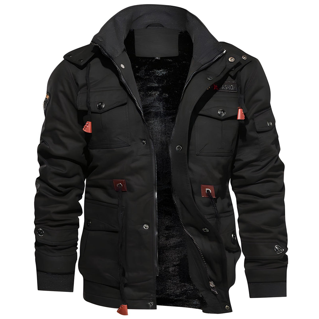 Logan Men’s Military Jacket – Waterproof Fleece-Lined Coat with Adjustable Fit