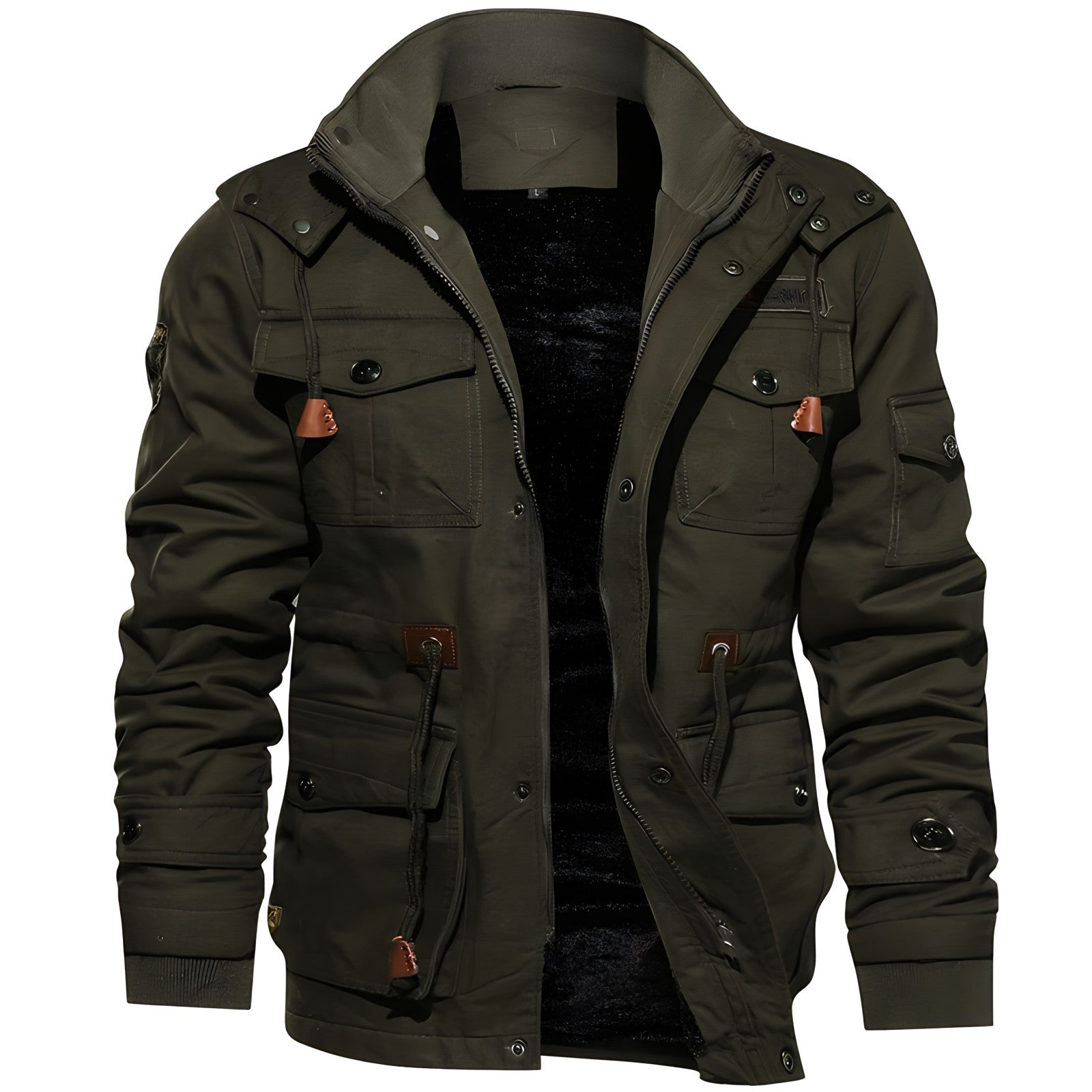 Logan Men’s Military Jacket – Waterproof Fleece-Lined Coat with Adjustable Fit