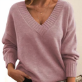 Zeyann Women’s Cashmere Jumper – Soft V-Neck Knit Sweater for Autumn & Winter