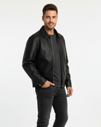 Mason Men’s Leather Jacket – Modern Zip-Up Urban Jacket with Structured Fit