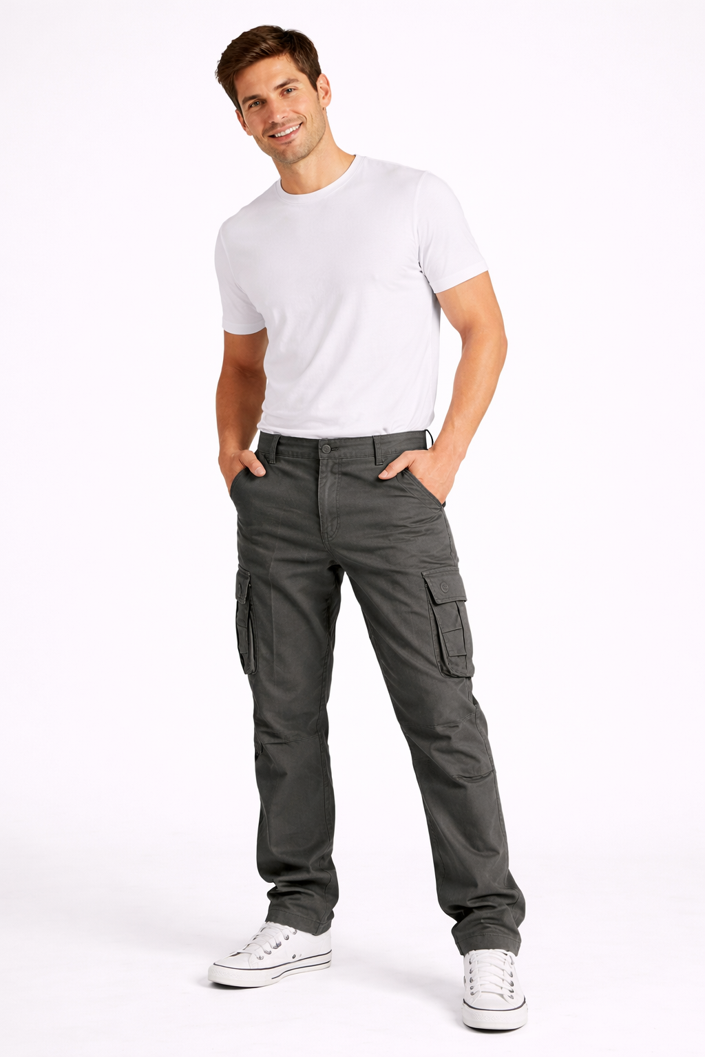 James Men's Cargo Trousers – Breathable Cotton Workwear Pants with Utility Pockets