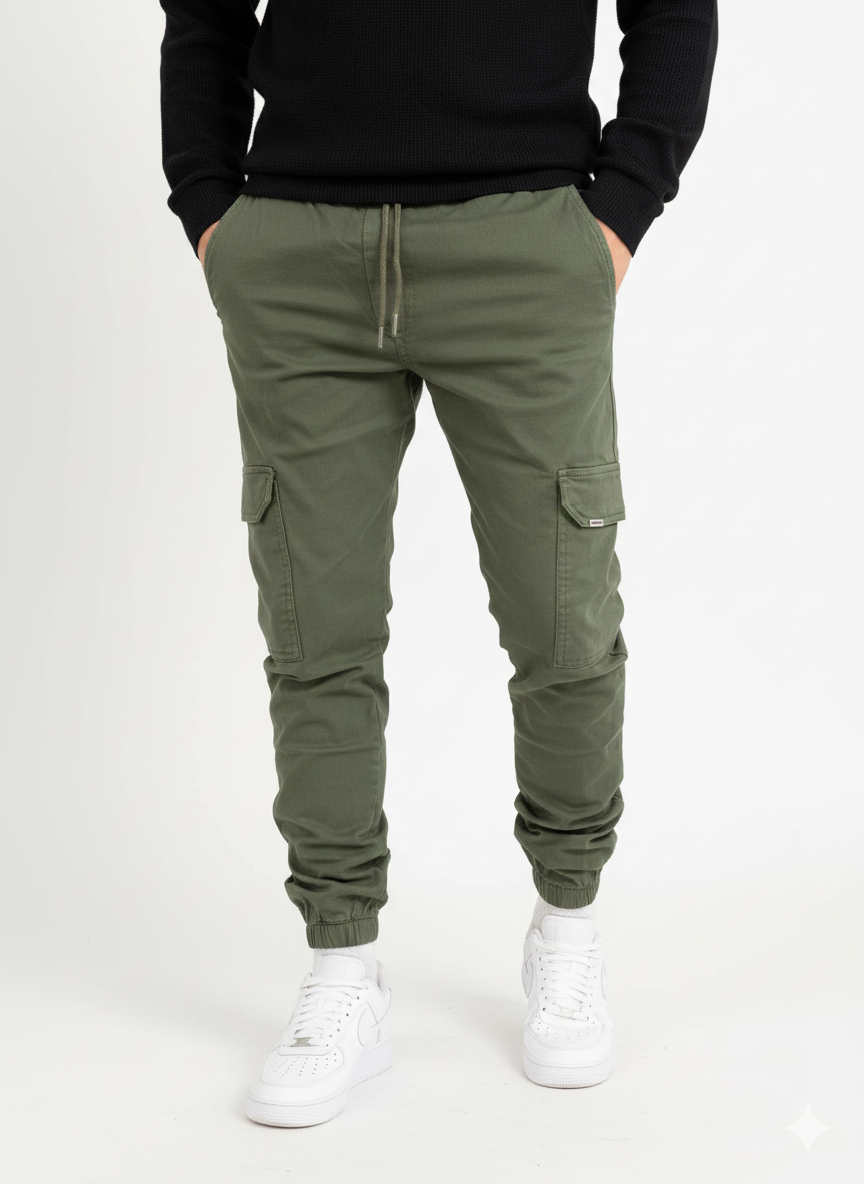 Mariano Men’s Cargo Trousers – Slim Fit Jogger Pants with Elastic Waist & Pockets