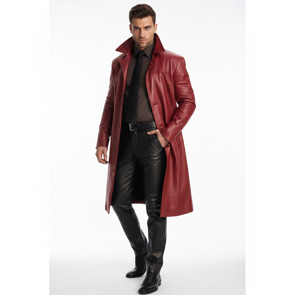 Marlo Men’s Long Trench Coat – Classic Buttoned Overcoat with Modern Tailored Fit