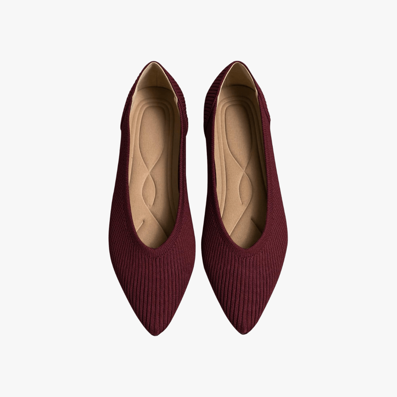 Emily Women’s Knit Ballet Flats – Pointed Toe Comfort Shoes with Arch Support