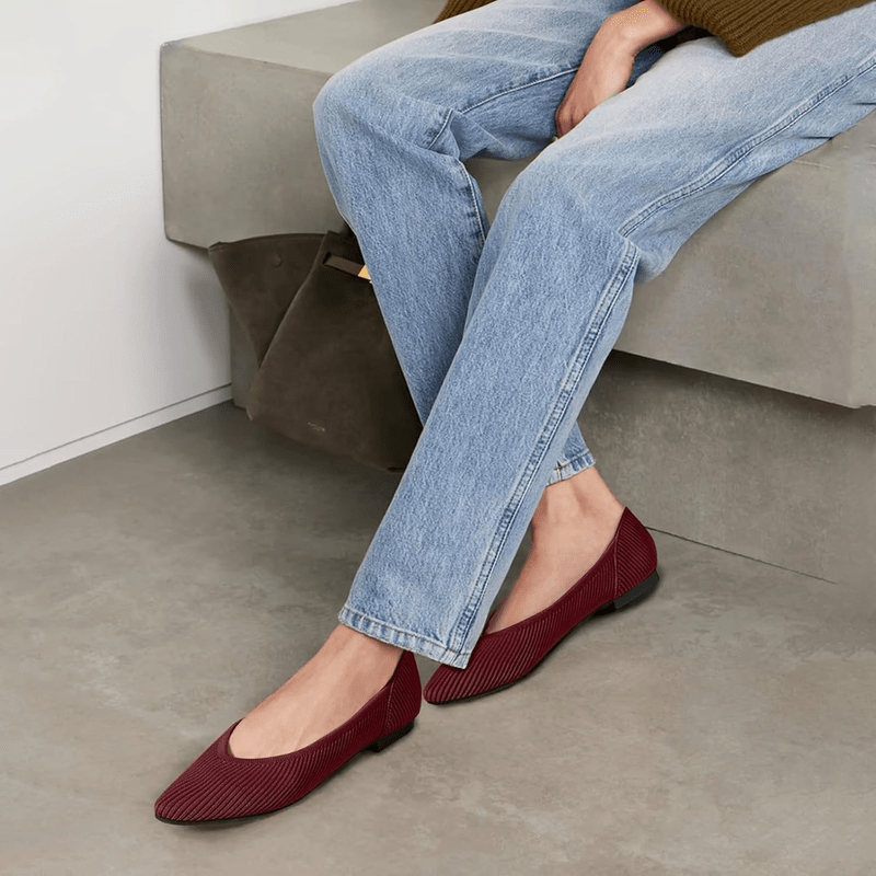 Emily Women’s Knit Ballet Flats – Pointed Toe Comfort Shoes with Arch Support
