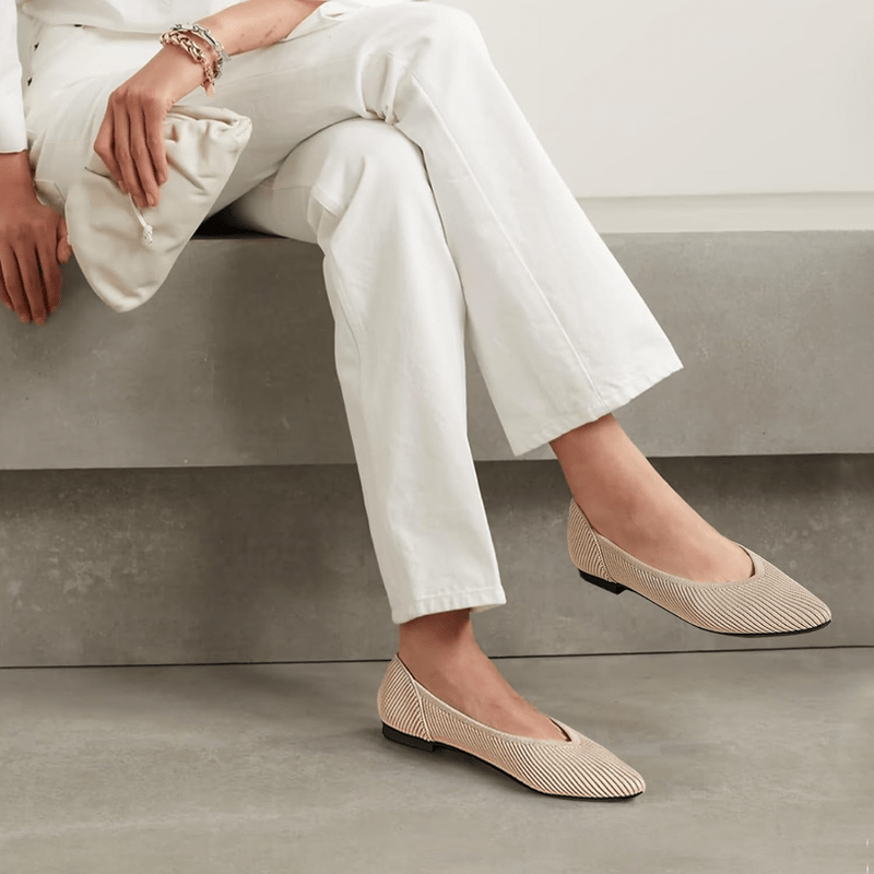Emily Women’s Knit Ballet Flats – Pointed Toe Comfort Shoes with Arch Support