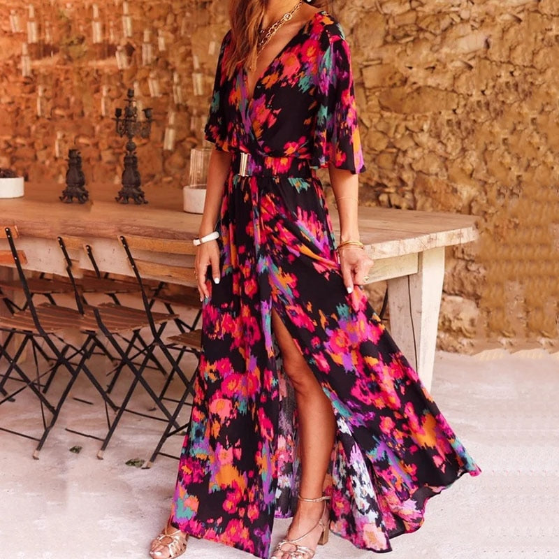 Ronja Women’s Wrap Maxi Dress – Lightweight Elegant Spring Summer Occasion Dress