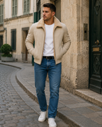 Michael Men’s Fur Collar Jacket – Slim Fit Zip-Up Winter Coat with Soft Lining