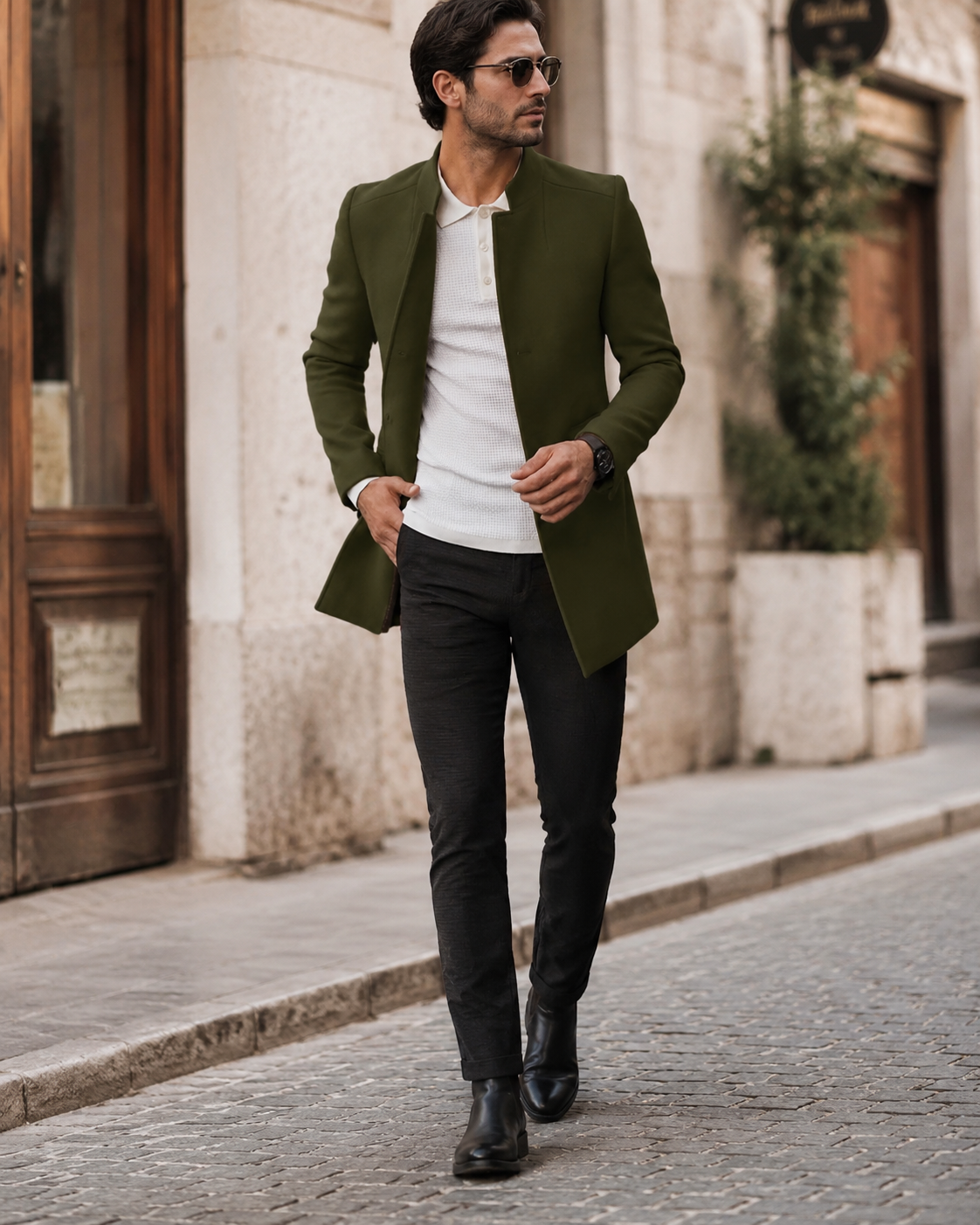 Alain Men’s Wool Coat – Elegant Tailored Winter Overcoat with Modern Classic Fit