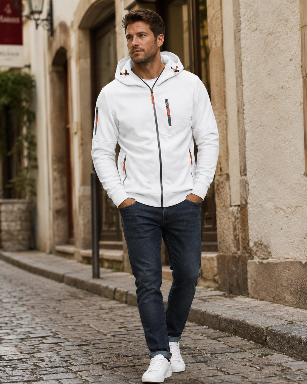Ealdred Men’s Zip Hoodie – Comfortable Cotton Blend Sweatshirt with Adjustable Hood