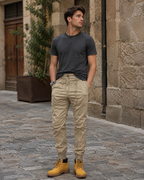 David Men’s Stretch Cargo Trousers – Comfortable Spandex Utility Pants with Pockets