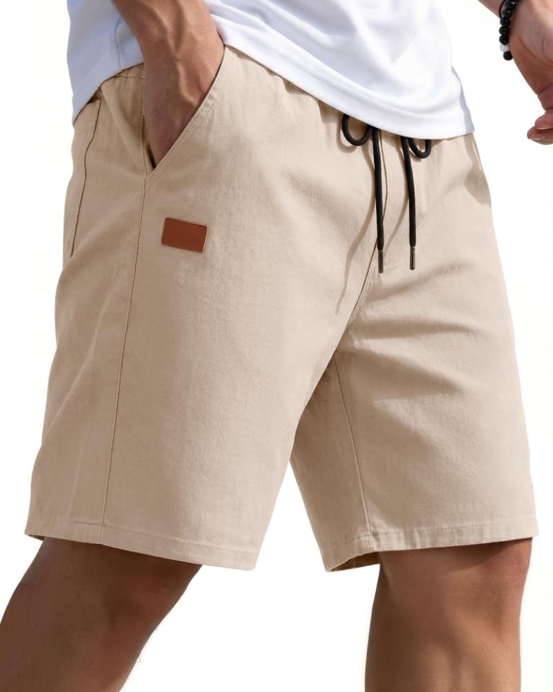 Lucas Men's Chino Shorts – Stretch Cotton Drawstring Summer Shorts with Pockets
