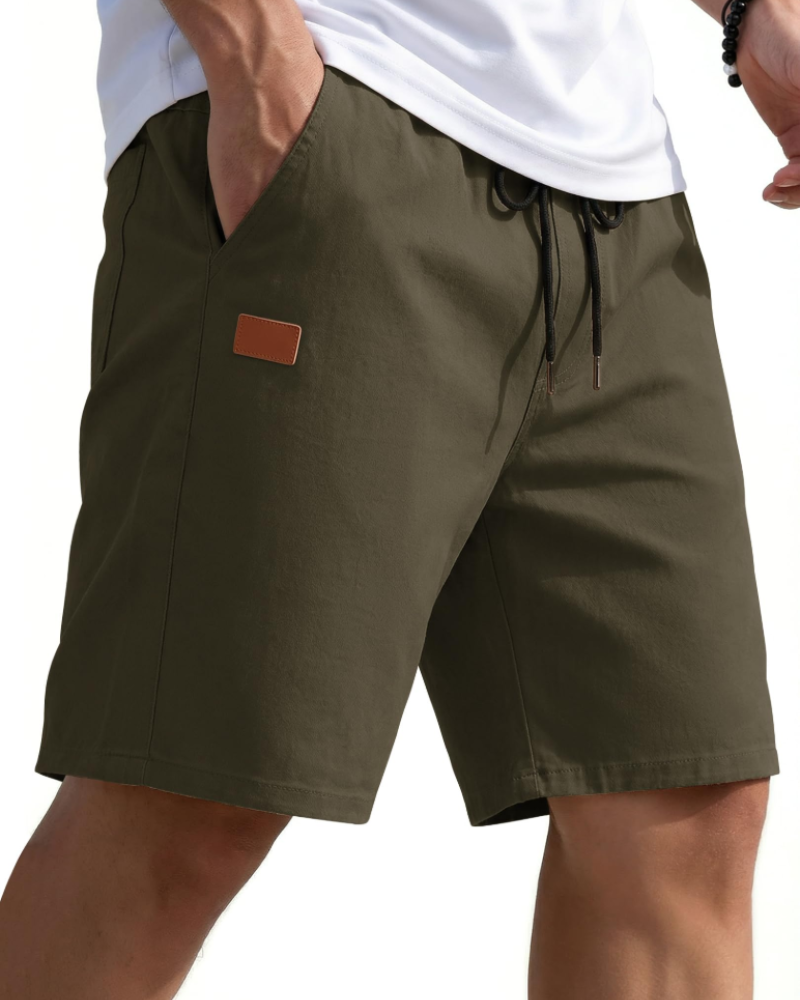 Lucas Men's Chino Shorts – Stretch Cotton Drawstring Summer Shorts with Pockets