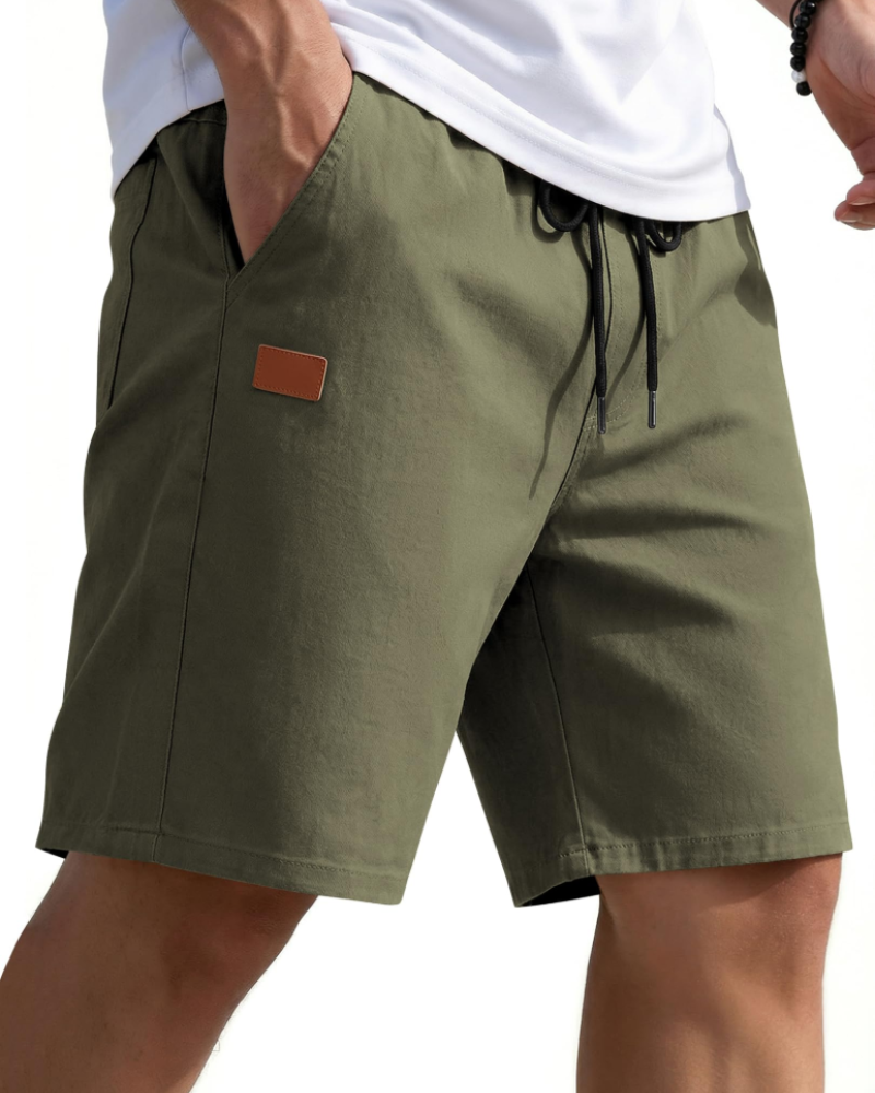 Lucas Men's Chino Shorts – Stretch Cotton Drawstring Summer Shorts with Pockets