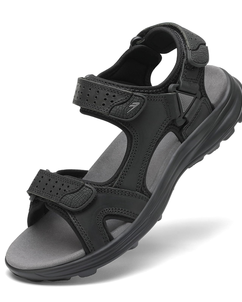 Logan Men's Hiking Sandals – Leather Open Toe Outdoor Sport Sandals