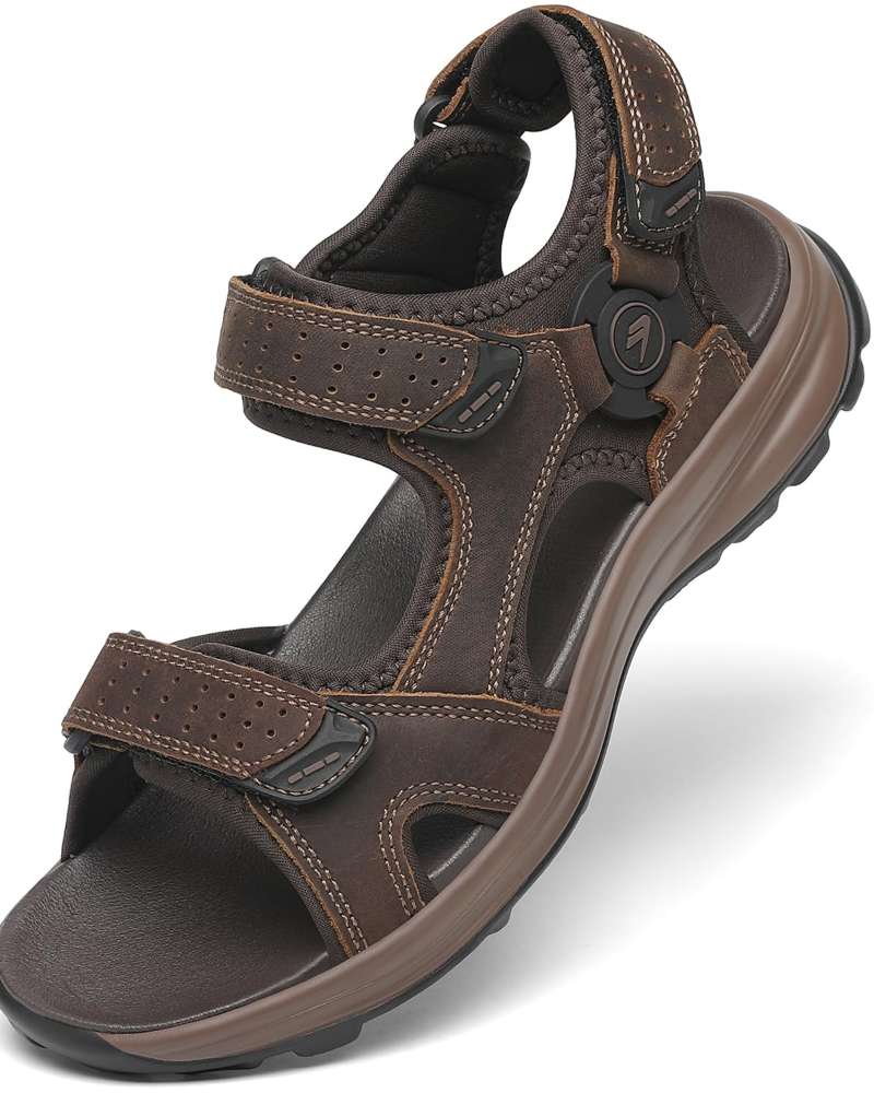 Logan Men's Hiking Sandals – Leather Open Toe Outdoor Sport Sandals