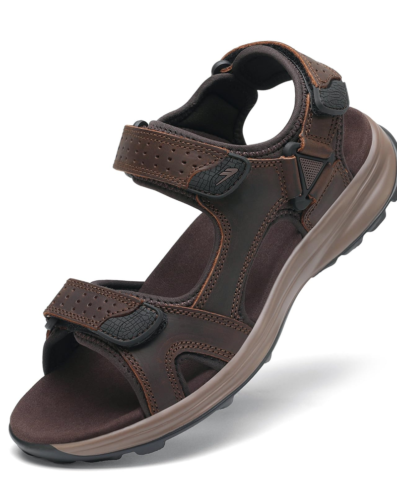 Logan Men's Hiking Sandals – Leather Open Toe Outdoor Sport Sandals
