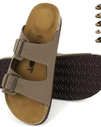 James Men's Cork Footbed Mules – Adjustable Buckle Comfort Clogs & Slippers