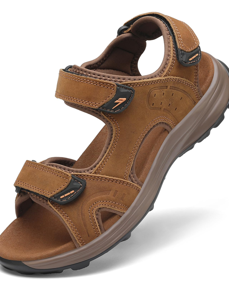 Logan Men's Hiking Sandals – Leather Open Toe Outdoor Sport Sandals