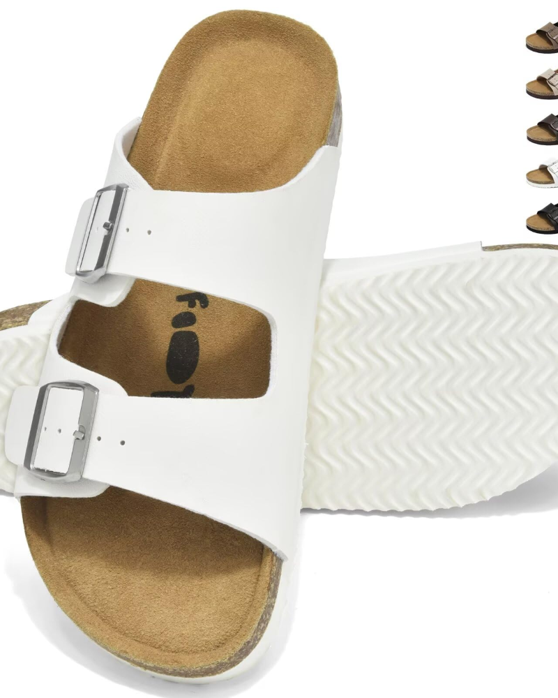 James Men's Cork Footbed Mules – Adjustable Buckle Comfort Clogs & Slippers
