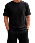 Liam Men's Jacquard Tracksuit Set – Short Sleeve T-Shirt & Shorts Co-Ord