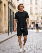 Liam Men's Jacquard Tracksuit Set – Short Sleeve T-Shirt & Shorts Co-Ord
