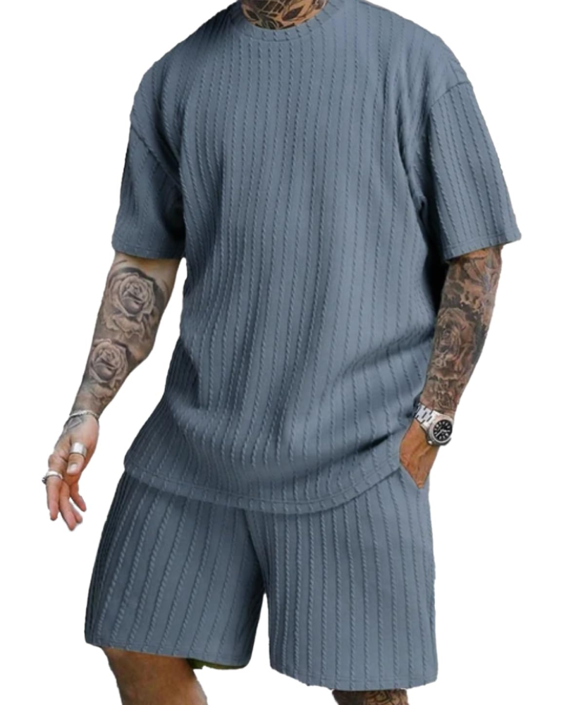 Hunter Men's Summer Tracksuit Set – Casual T-Shirt & Drawstring Shorts Co-Ord