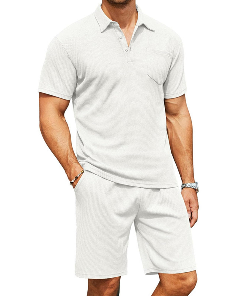Mason Men's Polo Tracksuit Set – Slim Fit Polo Shirt & Drawstring Shorts Co-Ord