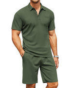Mason Men's Polo Tracksuit Set – Slim Fit Polo Shirt & Drawstring Shorts Co-Ord