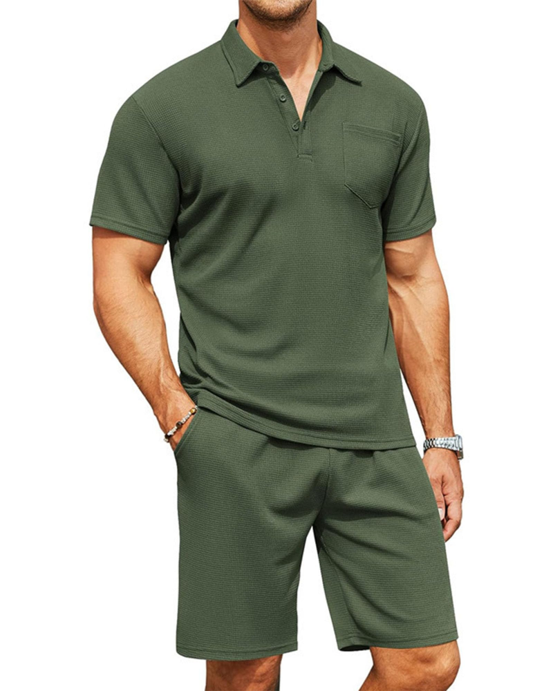 Mason Men's Polo Tracksuit Set – Slim Fit Polo Shirt & Drawstring Shorts Co-Ord
