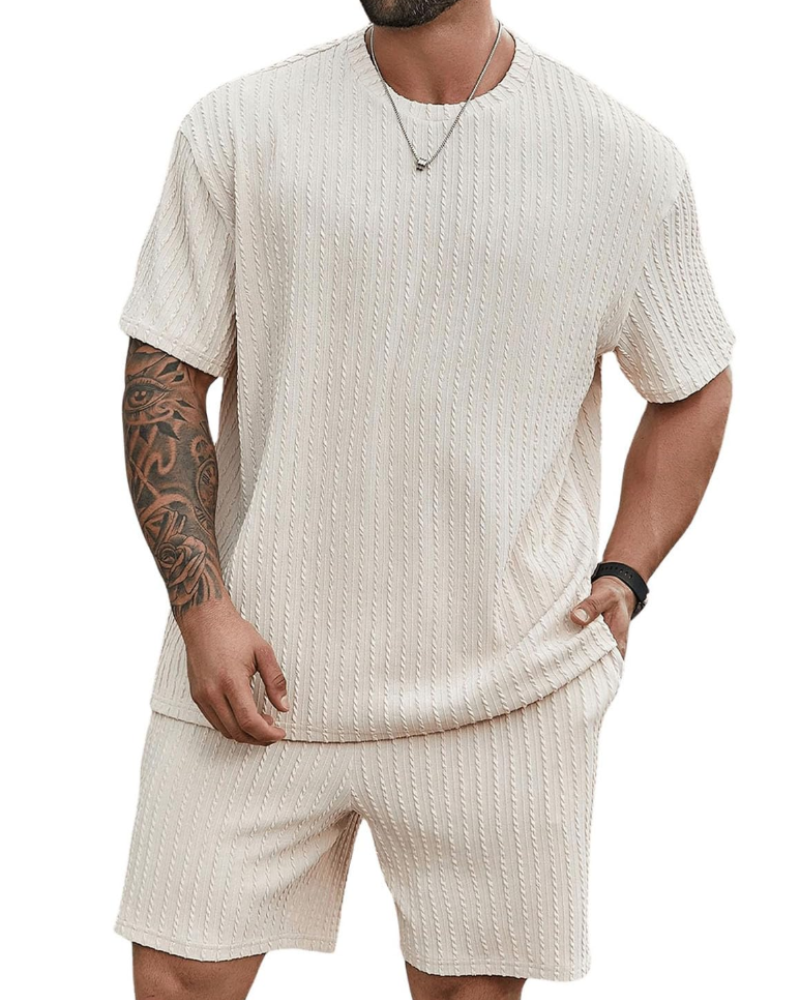 Hunter Men's Summer Tracksuit Set – Casual T-Shirt & Drawstring Shorts Co-Ord