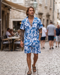 Noah Men's Hawaiian Shirt Set – Floral Short Sleeve Shirt & Beach Shorts Co-Ord