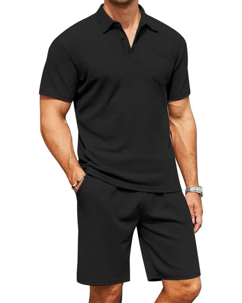 Mason Men's Polo Tracksuit Set – Slim Fit Polo Shirt & Drawstring Shorts Co-Ord