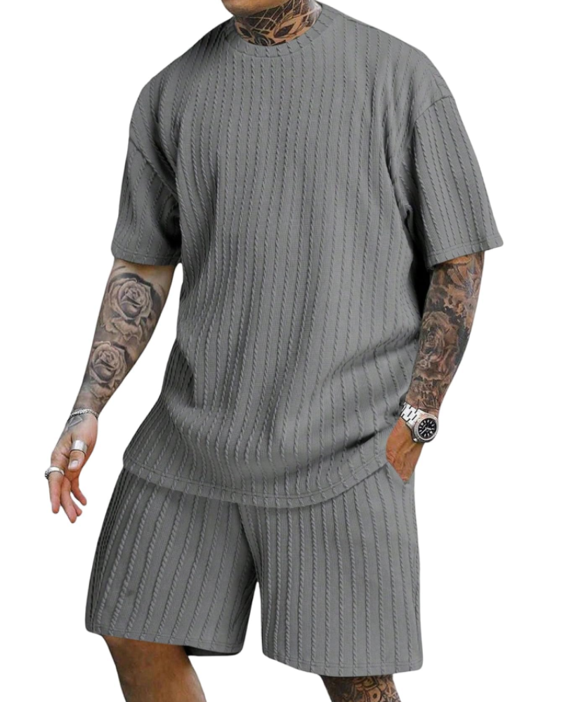 Hunter Men's Summer Tracksuit Set – Casual T-Shirt & Drawstring Shorts Co-Ord