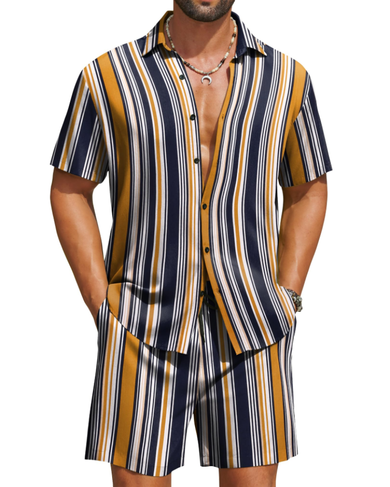 Mason Men's Hawaiian Set – Tropical Floral Shirt & Shorts Summer Outfit
