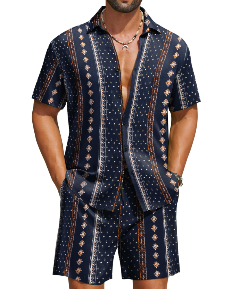 Mason Men's Hawaiian Set – Tropical Floral Shirt & Shorts Summer Outfit