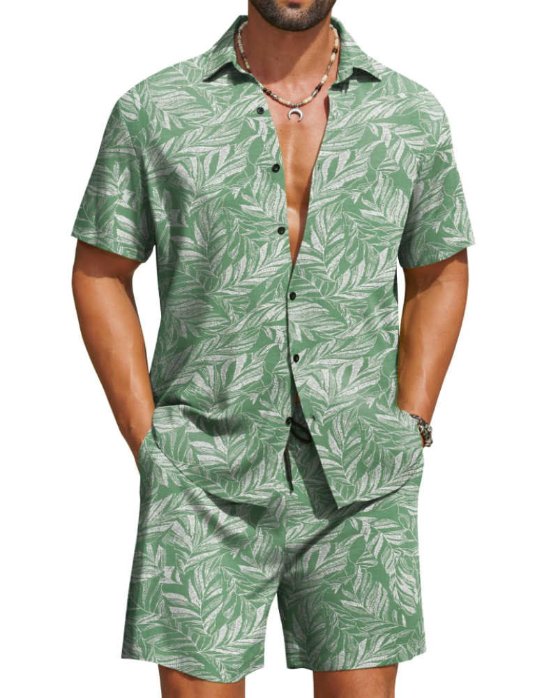 Mason Men's Hawaiian Set – Tropical Floral Shirt & Shorts Summer Outfit