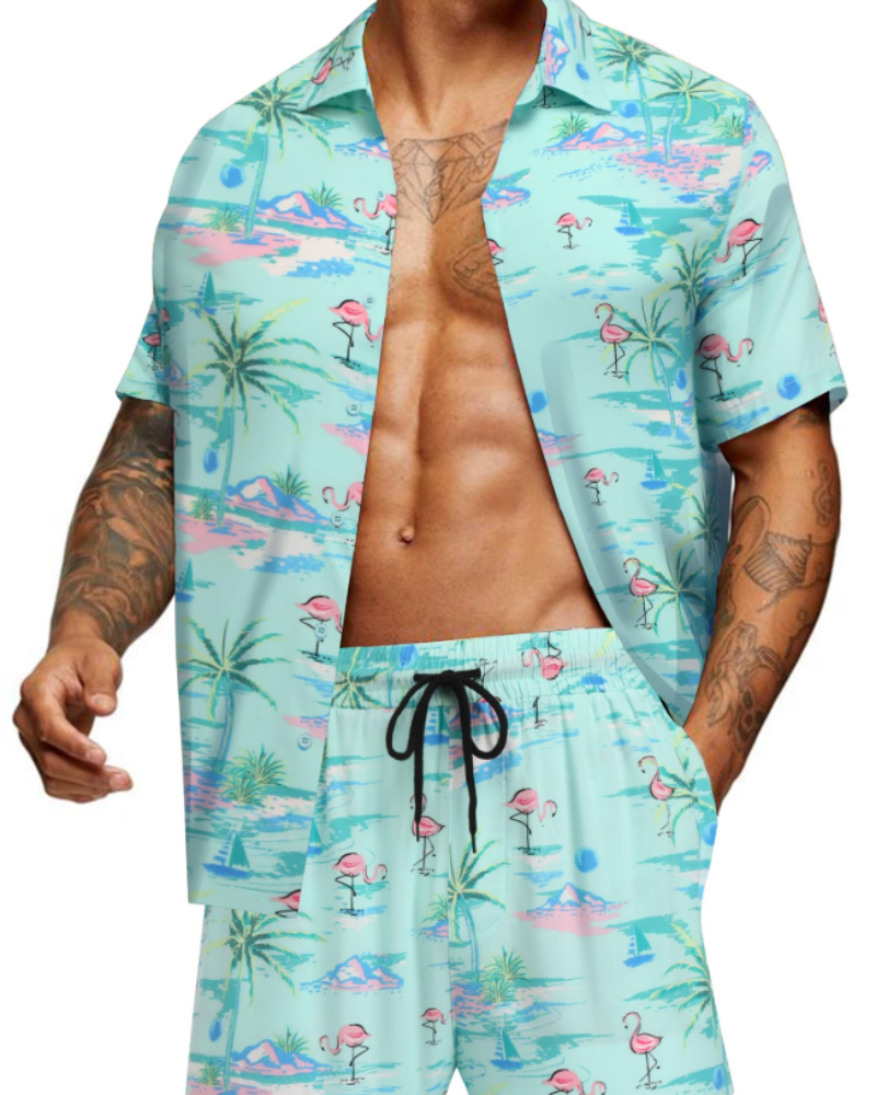 Mason Men's Hawaiian Set – Tropical Floral Shirt & Shorts Summer Outfit