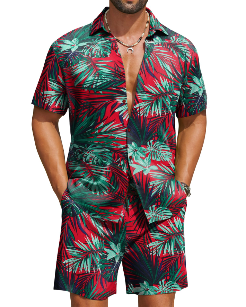 Mason Men's Hawaiian Set – Tropical Floral Shirt & Shorts Summer Outfit