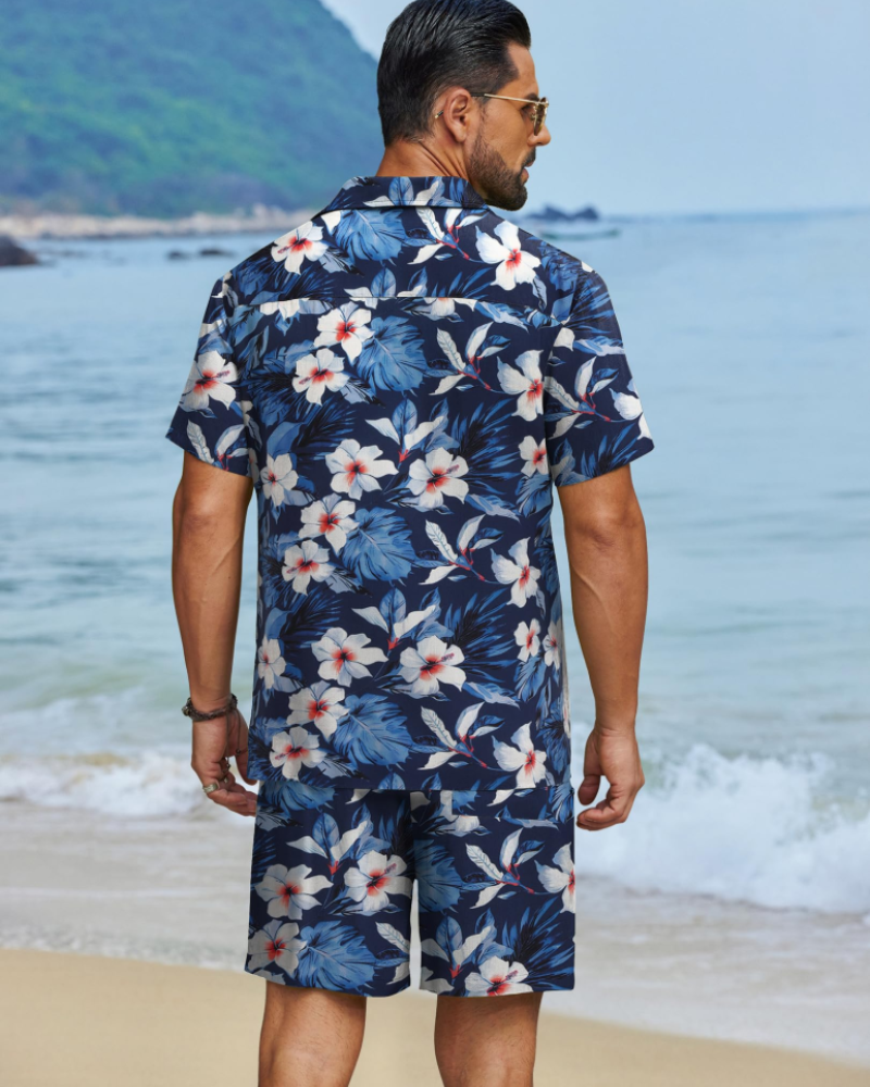 Mason Men's Hawaiian Set – Tropical Floral Shirt & Shorts Summer Outfit