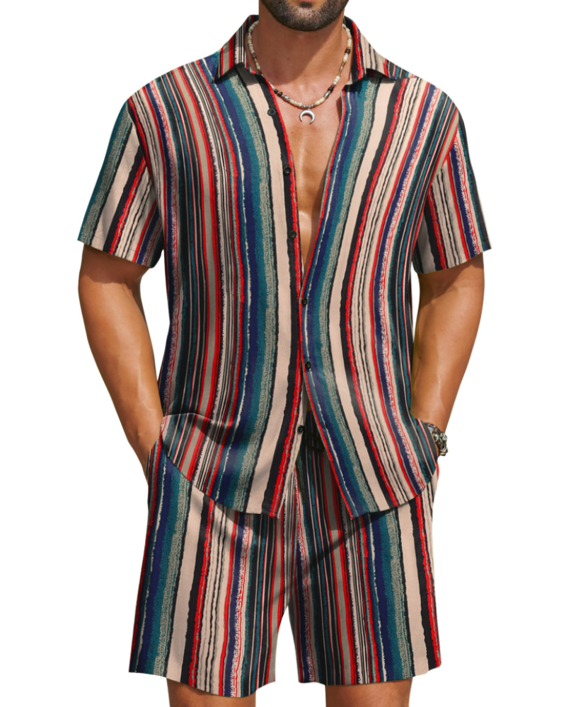 Mason Men's Hawaiian Set – Tropical Floral Shirt & Shorts Summer Outfit