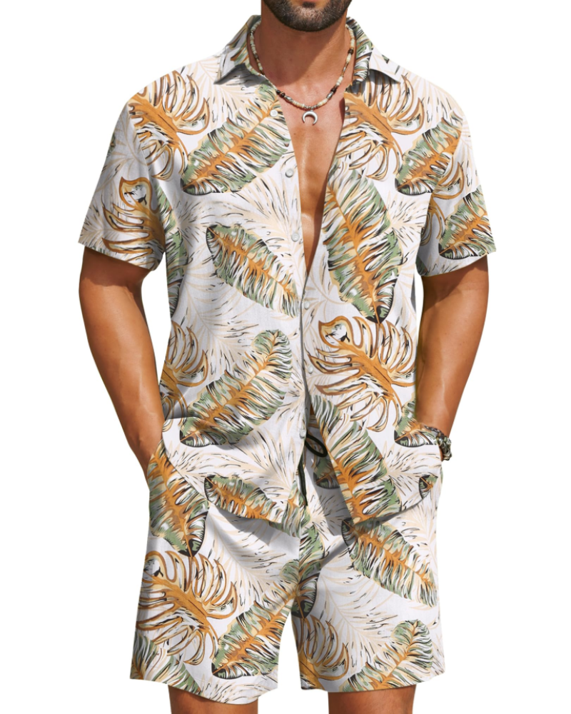 Mason Men's Hawaiian Set – Tropical Floral Shirt & Shorts Summer Outfit